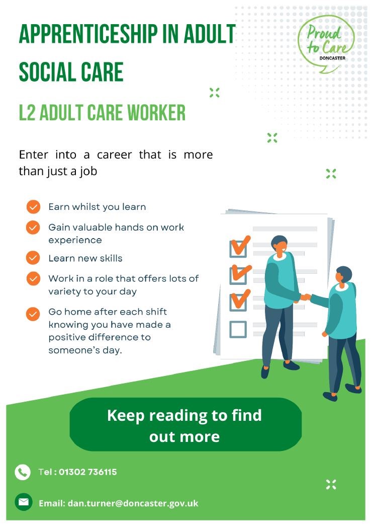 Apprenticeships in Adult Social Care flyer front cover