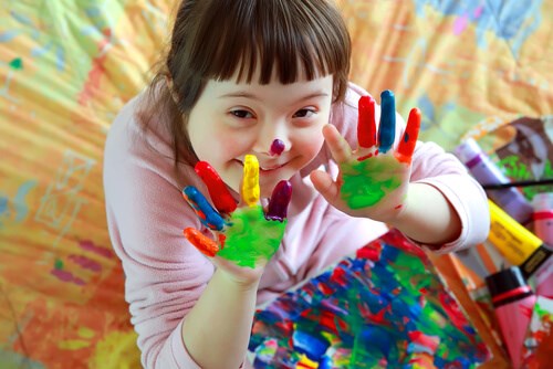 A child painting