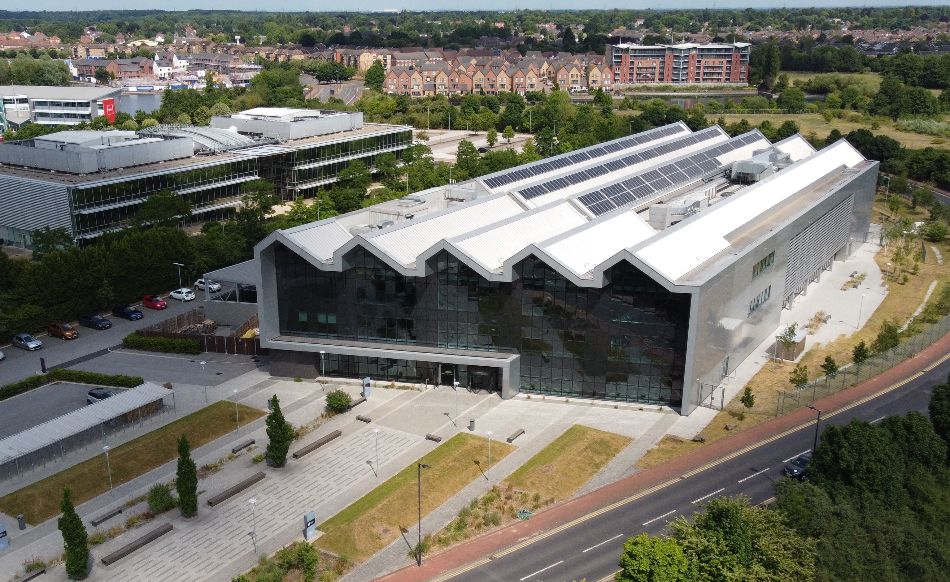 Former National College for Advanced Transport and Infrastructure (NCATI) building aerial shot